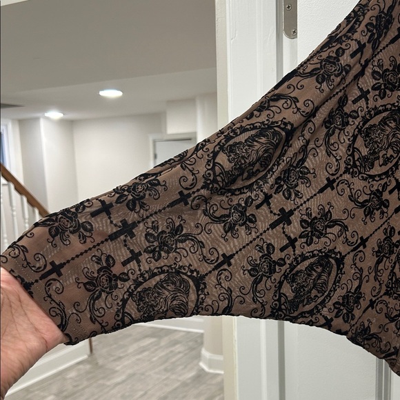 NWOT- Unique Vintage Black and Brown Caftan - Picture 4 of 7